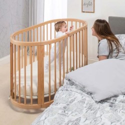 Convertible Round Oval Wood Toddler Child Cot Bed Baby Crib 4 In 1