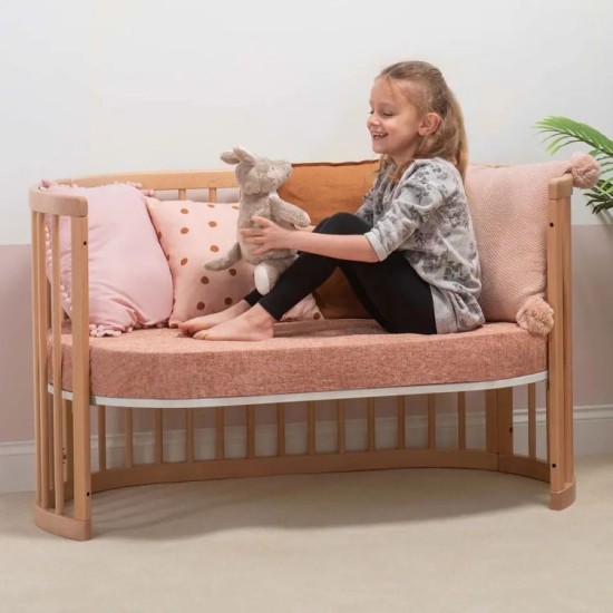 Convertible Round Oval Wood Toddler Child Cot Bed Baby Crib 4 In 1