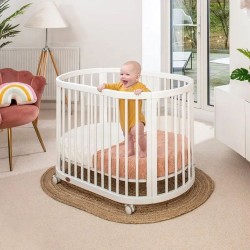 Convertible Round Oval Wood Toddler Child Cot Bed Baby Crib 4 In 1