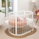 Adjustable Height Oval Newborn Baby Crib Wooden Cot with Wheels