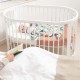 Adjustable Height Oval Newborn Baby Crib Wooden Cot with Wheels