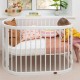 Adjustable Height Oval Newborn Baby Crib Wooden Cot with Wheels