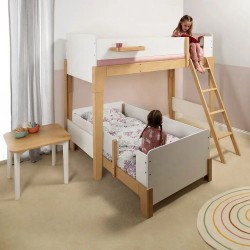 Functional Kids Home Furniture Full Size Wood Corner Loft Bed With Stairs