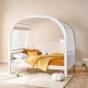 Simple White Full Size Wooden Toddler Girls House Bed For Kids