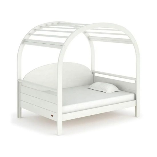 Simple White Full Size Wooden Toddler Girls House Bed For Kids