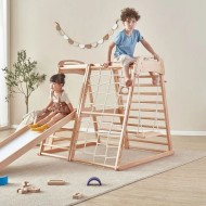 Kid Wooden Climbing Toys Toddler Indoor Wood 3 In 1 Climbing Frame With Children Swing