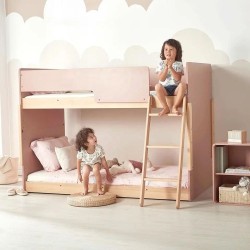  Bunk Bed Can Be Split into two Single Beds Pink Wooden Kids Bunk Bed with Slanted Ladder