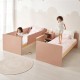  Bunk Bed Can Be Split into two Single Beds Pink Wooden Kids Bunk Bed with Slanted Ladder