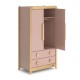 Kids Room Furniture 3 In 1 2 Doors Rubber Solid Wood Wardrobe Clothes Organizer